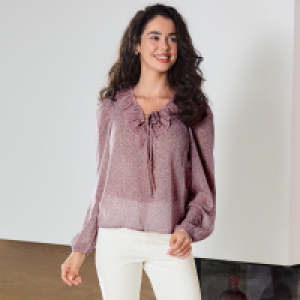 Damen-Bluse mit R&uuml;sche am Ausschnitt