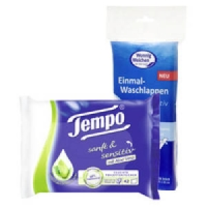 Tempo Feuchtes Toilettenpapier oder Einmal-Waschlappen