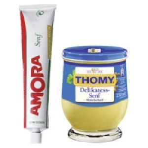 Amora Senf oder Thomy Delikatess-Senf