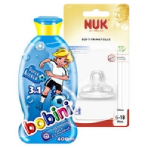 bobini Shampoo & Schaumbad oder NUK Soft Trinkt&uuml;lle Silikon