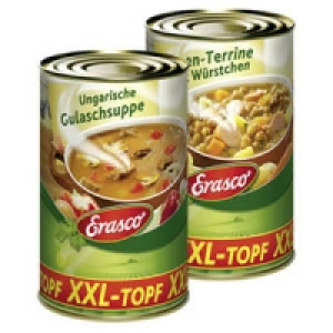 Erasco XXL-Topf Ungarische Gulaschsuppe oder Linsen-Terrine mit W&uuml;rstc 2.99&nbsp;&euro;