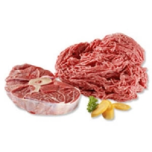 Frisches Rinderhackfleisch oder Rinderbeinscheibe