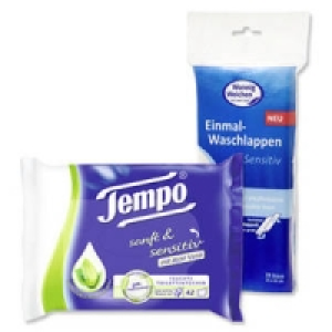 Tempo Feuchtes Toilettenpapier oder Wonneweich Einmal-Waschlappen
