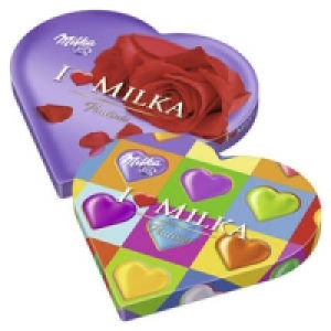 I love Milka Geschenkherz, Alles Gute oder Kleines Dankesch&ouml;n Pralin&eacute;s