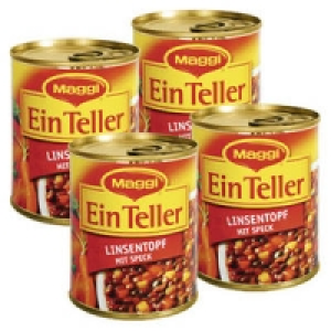 Maggi Ein Teller Linsentopf mit Speck