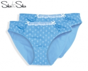 SKIN TO SKIN®Damen-Slips, blue & white, 2 Stück