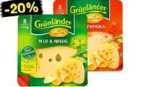 Grünländer Käse-Scheiben oder Würfel 1.59 €