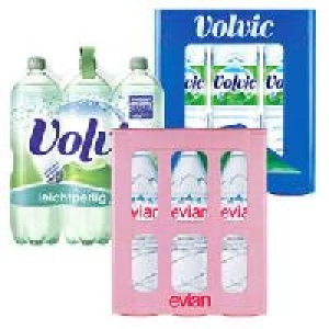 Volvic Naturelle, leichtperlig oder evian 3.49 €