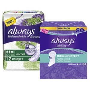 always Slipeinlagen Giga-Pack oder discreet Binden