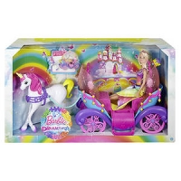 Real  Barbie Regenbogen Einhorn und Kutsche
