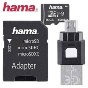 Highspeed-microSDHC-Karte 16 GB mit USB-Adapter