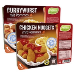 Prima Men&uuml; Currywurst oder Chicken Nuggets mit Pommes
