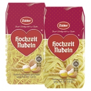 Zabler Hochzeitnudeln versch. Sorten, jede 500-g-Packung 1.99 €