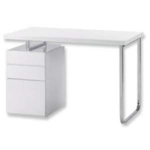 Schreibtisch - weiß Hochglanz - Metall verchromt 199.99 €