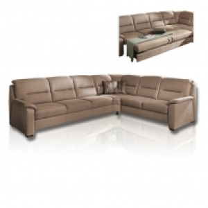 Ecksofa - braun - Microfaser - mit Funktionen - 2-Sitzer rechts 1,899.00 €