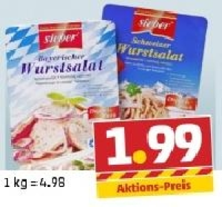 SIEBER Bayerischer oder Schweizer Wurstsalat 1.99 €