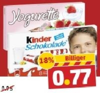 FERRERO Kinder Schokolade oder Yogurette 0.77 €