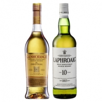 Real  Laphroaig Islay Single Malt Scotch Whisky 10 Jahre oder Glenmorangie t