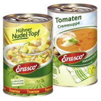 Real  Erasco 1 Portion Hühner Nudel-Topf oder Tomaten Cremesuppe und weitere