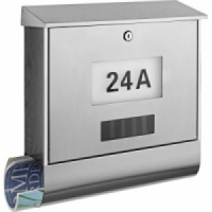 Edelstahl-Briefkasten mit Solar-Hausnummer