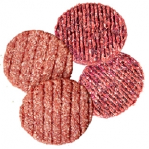 Frische Rinderburger oder Hacksteaks aus Rind- und Schweinefleisch, je