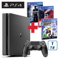 Real  PlayStation 4 1 TB inkl. Uncharted 4 + Driveclub + Ratchet & Clank