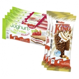 Kinder Maxi King 3 x 35 g = 105 g oder Joghurt-Schnitte 5 x 28 g = 140 0.99 €