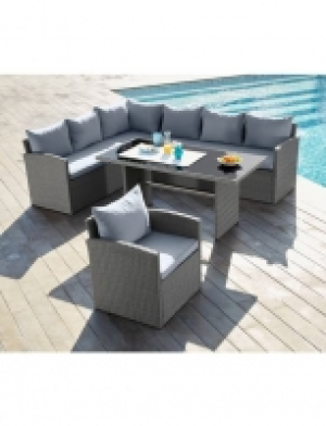 Gartenmöbelset Newport, 16-tgl., Ecklounge,1 Sessel,Tisch 145x70 cm,Po