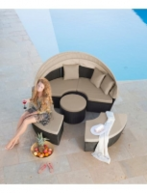 Loungebett Tahiti, (B/T): ca. 189x180 cm, Tisch Ø 58 cm, Polyrattan, b