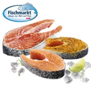 Lachssteaks natur oder grillfertig mariniert aus Aquakultur, Nordostat 1.29&nbsp;&euro;