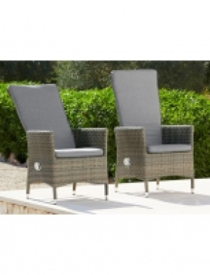 Gartenstuhl Venezia, (2er-Set), Polyrattan, verstellbar, inkl. Auflage