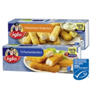 Iglo Fischstäbchen 450 g oder Backfisch-Stäbchen 364 g, gefroren, jede 1.89 €