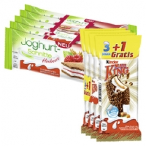 Real  Joghurt-Schnitte 5 x 28 g = 140 g oder Kinder Maxi King 3 + 1 x 35 g =