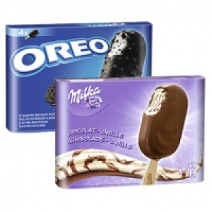 Milka oder Oreo Stieleis, jede 4 x 110 ml = 440-ml-Packung und weitere