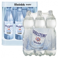 Real  Rheinfels Mineralwassr 12 x 0,75/0,7 Liter oder Gerolsteiner Mineralwa