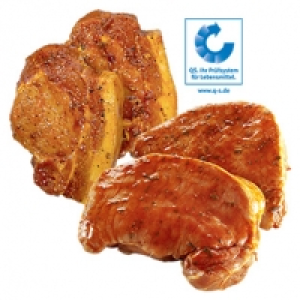 Frische Loinsteaks oder Krustensteaks mariniert, aus dem Schweiner&uuml;cke