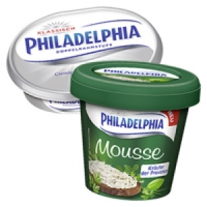 Philadelphia oder Philadelphia Mousse Frischkäsezubereitung, 69/70 % F 0.99 €