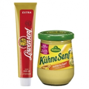 K&uuml;hne Senf oder L&ouml;wensenf versch. Sorten, jedes 250-ml-Glas/jede 200-m
