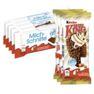 Kinder Maxi King 3 x 35 g = 105 g oder Milchschnitte 5 x 28 g = 140 g,