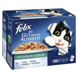 felix Katzen-Nassnahrung versch. Sorten, jede 12 x 100 g = 1200-g-Pack