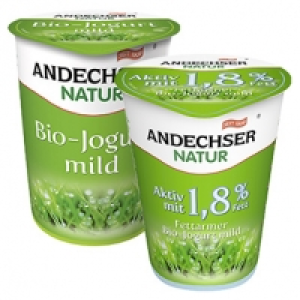 Andechser Natur Bio-Jogurt, mild 0,1/1,8/3,8 % Fett, jeder 500-g-Beche 0.99 €