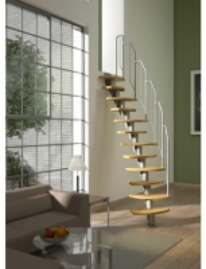Systemtreppe Berlin, Metallgeländer und -handlauf, Birke, BxH: 64x247