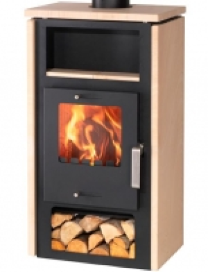 Kaminofen Riga, Sandstein, 7,2 kW, Tee- und Holzfach
