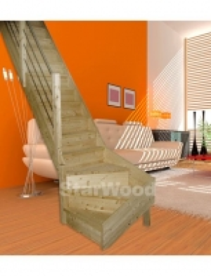 Raumspartreppe Korfu, geschl. Stufen, 1/4 links gewendelt, Holz-Edelst