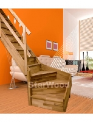 Raumspartreppe Rhodos, geschl. Stufen, 1/4 links gewendelt, Holzgel&auml;nd 1,049.99&nbsp;&euro;