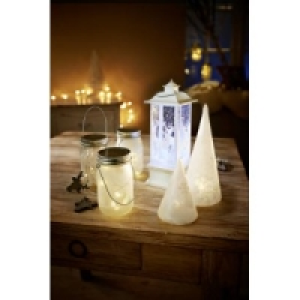Laterne mit Schnee und Licht 28 cm