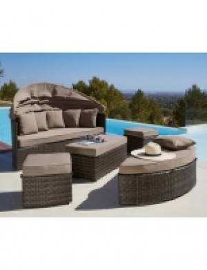 Loungebett, Polyrattan, braun