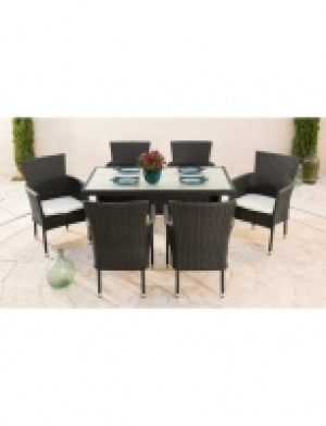 Gartenm&ouml;belset &raquo;Trentino&laquo;, 6 Sessel, Tisch 140x80 cm, Polyrattan, brau 399.99&nbsp;&euro;