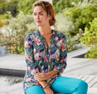 NKD  Damen-Bluse mit tropischem Blumen-Muster