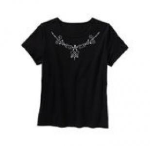 Damen-T-Shirt mit Schmucksteinchen am Ausschnitt 9.99 €